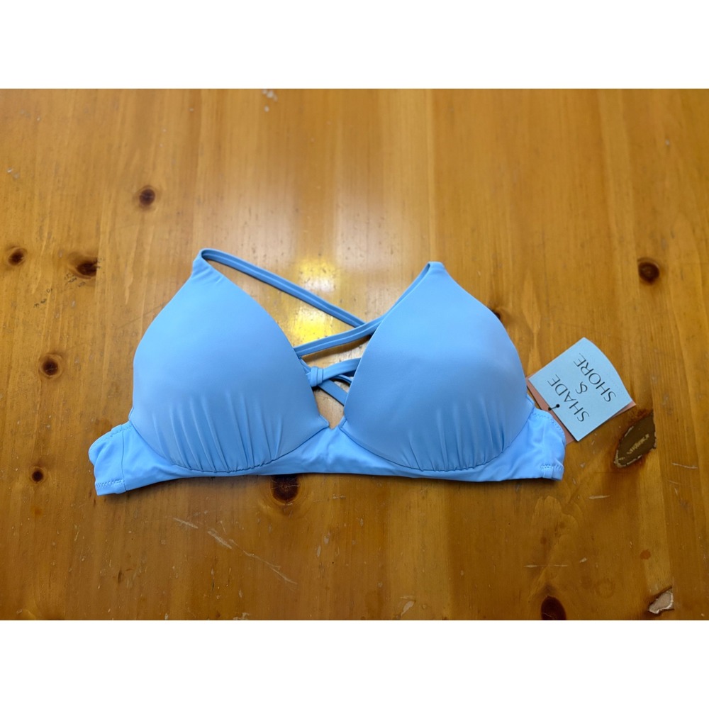 Shade & Shore Light Blue Wrap Strap Underwire Bikini Top 34C New With Tags